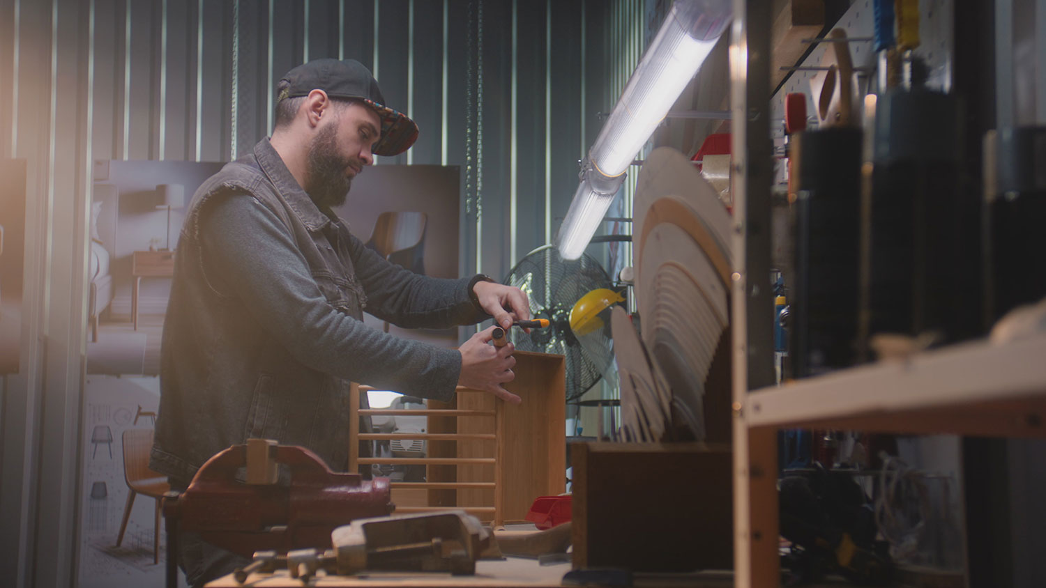 carpenter in workshop